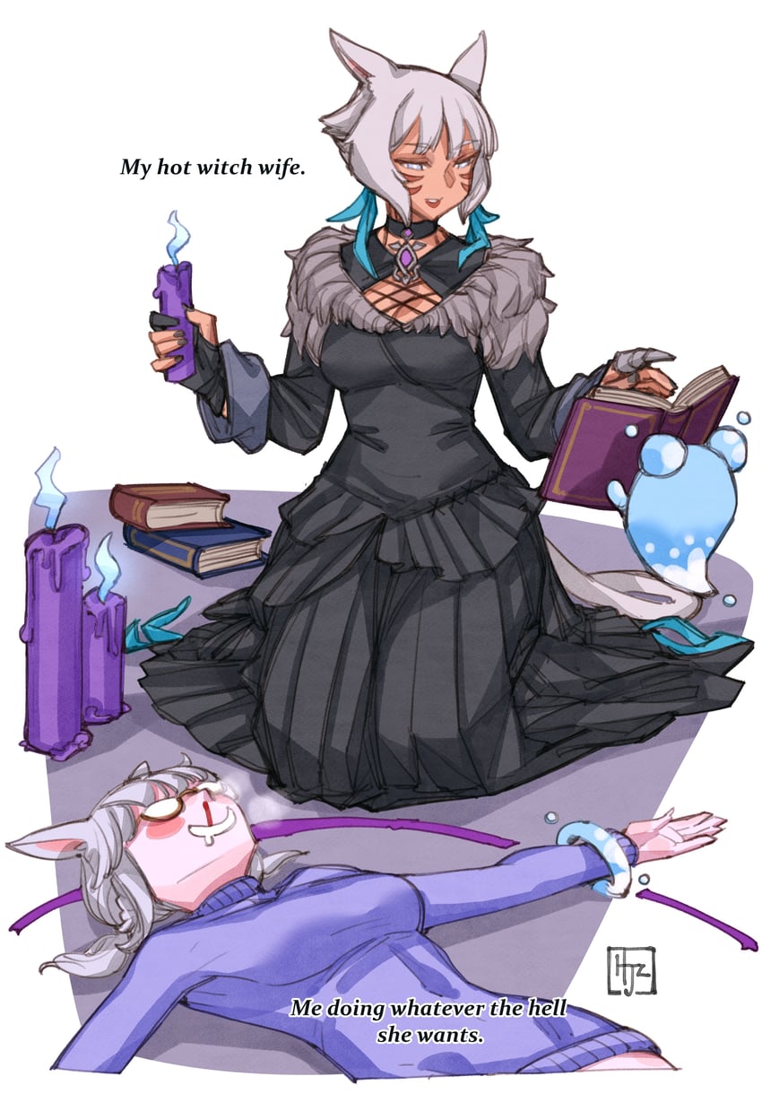 warrior of light, y'shtola rhul, and nixie (final fantasy and 1 more) drawn by hjz_(artemi)