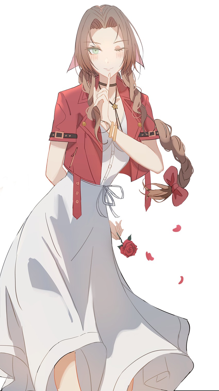 aerith gainsborough (final fantasy and 1 more) drawn by oiessw