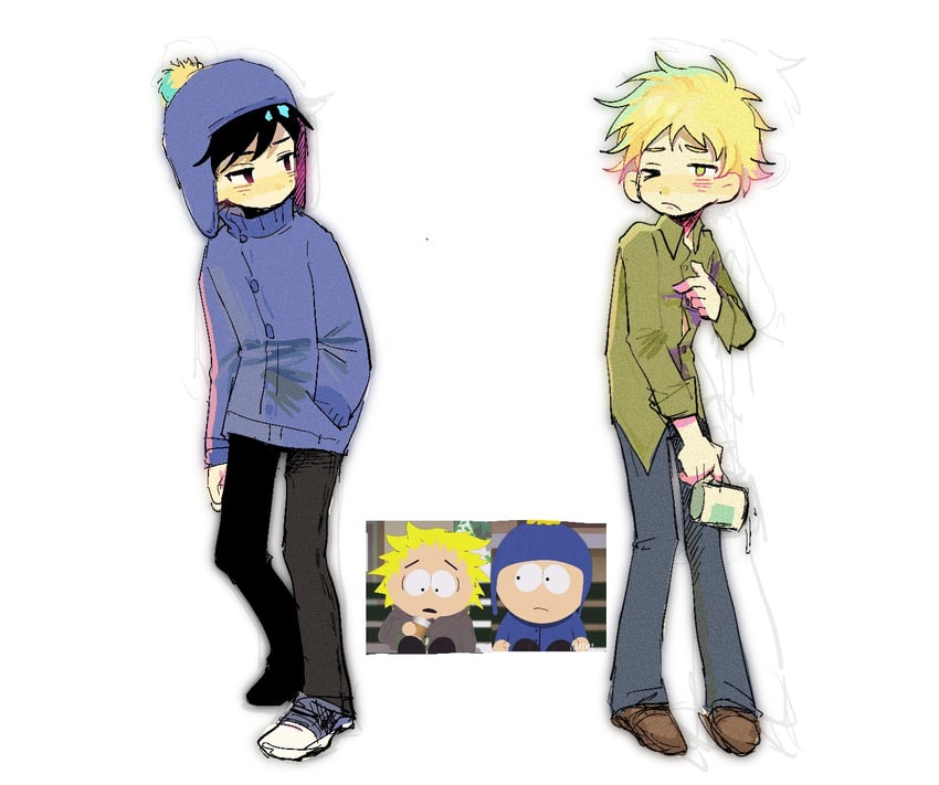 craig tucker and tweek tweak (south park) drawn by xianning233