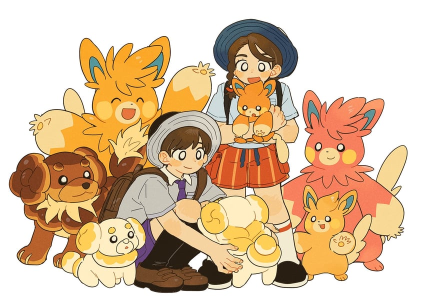 juliana, florian, pawmi, pawmot, fidough, and 2 more (pokemon and 1 more) drawn by 0pkmn