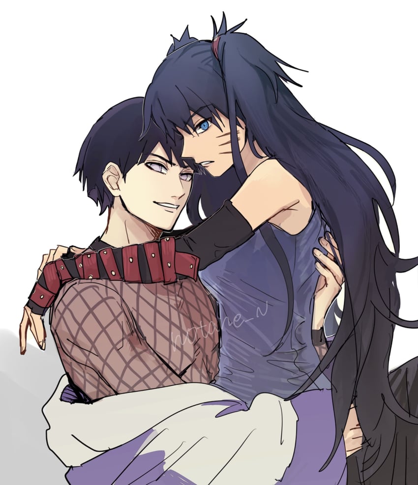 hyuuga hinata and uzumaki menma (naruto and 2 more) drawn by notane_n