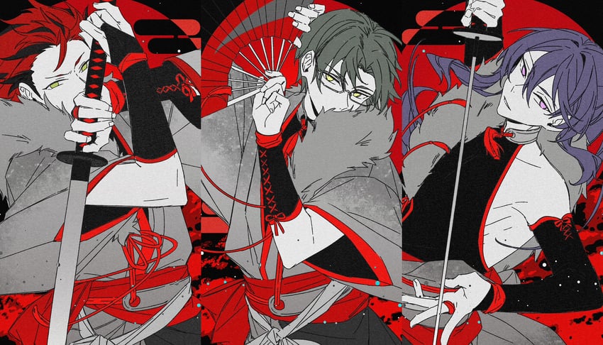 kanzaki souma, kiryu kuro, and hasumi keito (ensemble stars!) drawn by dreonya