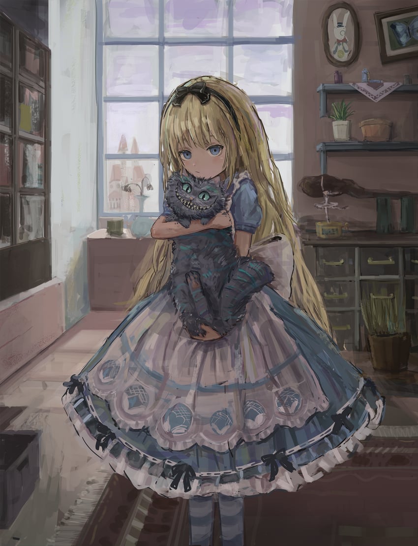 alice and cheshire cat (alice's adventures in wonderland) drawn by katamimi123