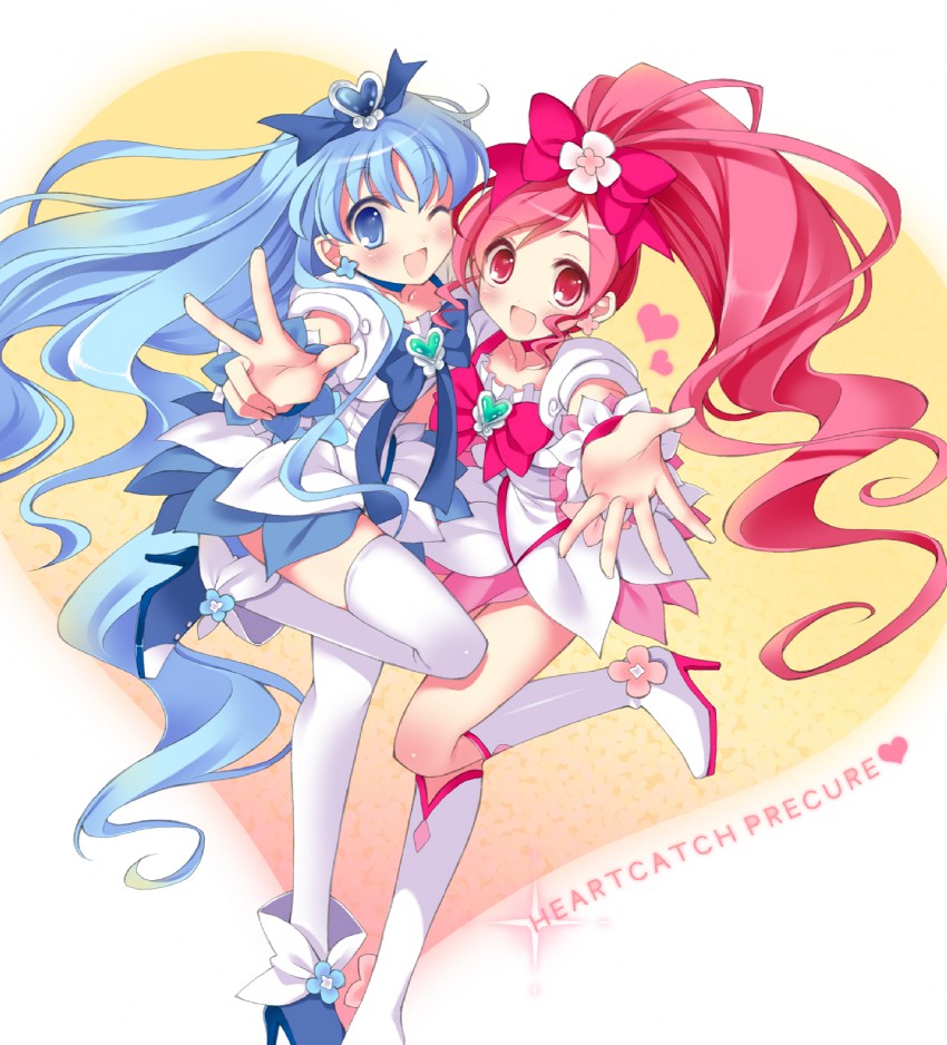 kurumi erika, hanasaki tsubomi, cure marine, and cure blossom (precure and 1 more) drawn by pan_(mimi)