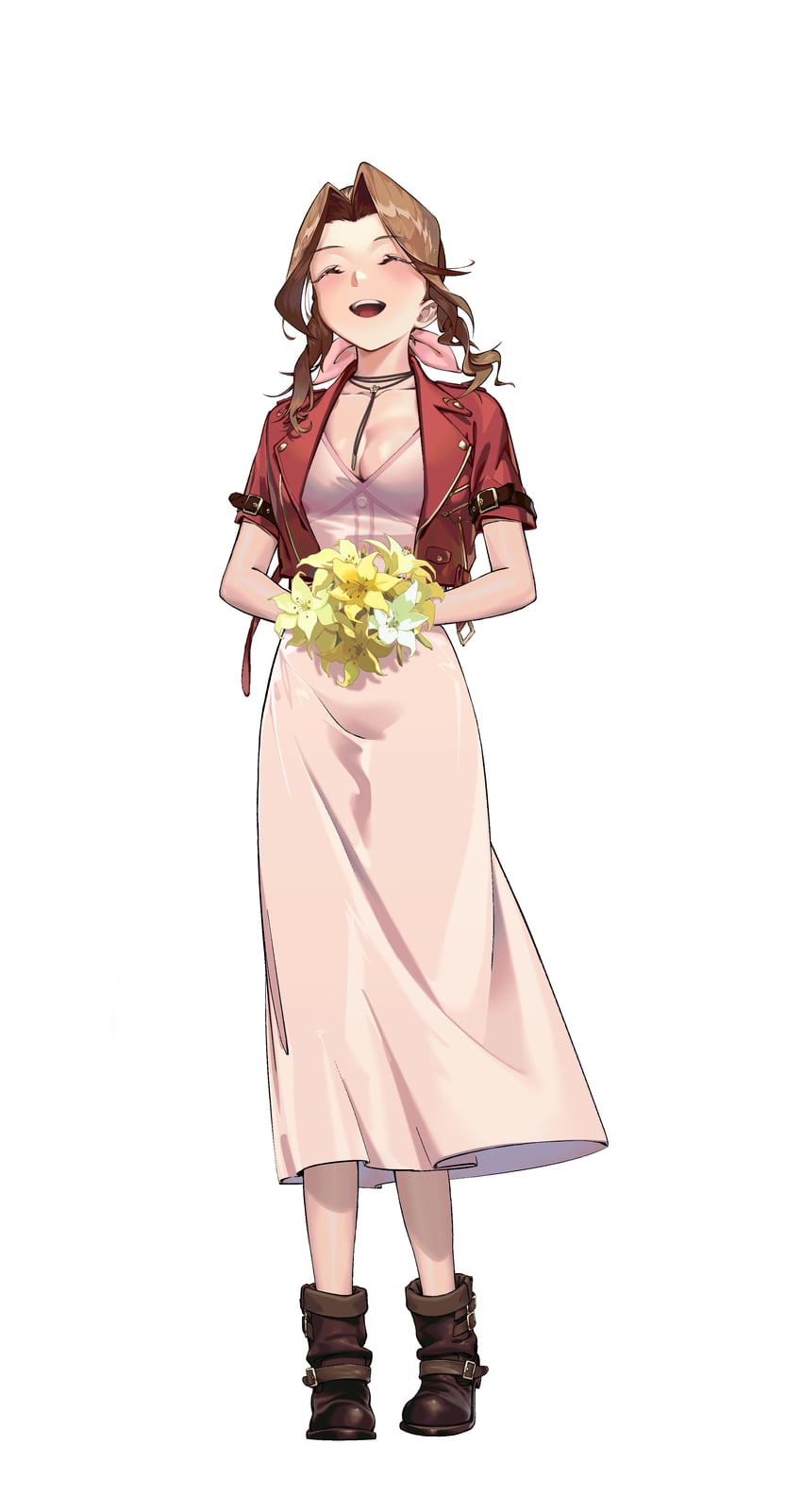 aerith gainsborough (final fantasy and 2 more) drawn by daifunier