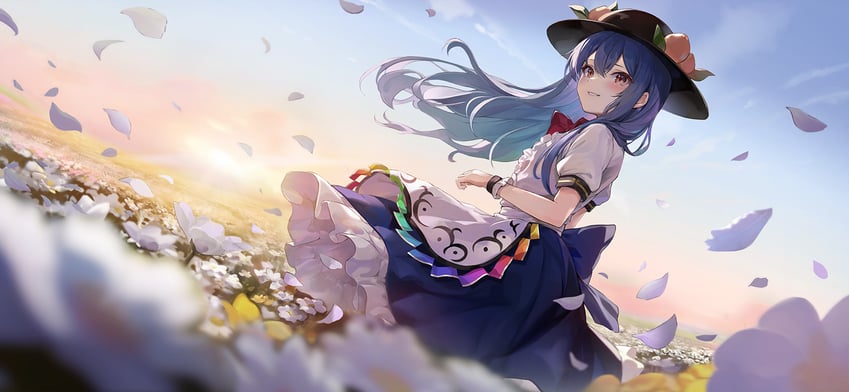 hinanawi tenshi (touhou and 1 more) drawn by tocope