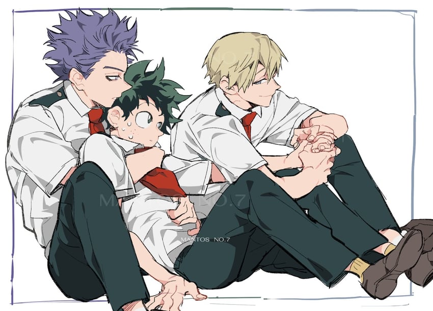 midoriya izuku, shinso hitoshi, and monoma neito (boku no hero academia) drawn by mantos_no.7