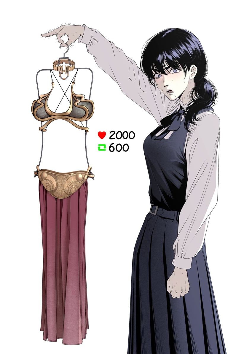 mitaka asa, princess leia, and huttslayer leia (chainsaw man and 1 more) drawn by kusujinn
