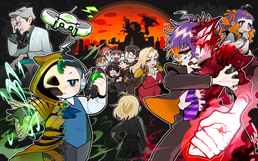 cthulhu, fujimura saki, shikimitsu, fujimura kirara, mitsurugi-hakase, and 2 more (call of cthulhu and 2 more) drawn by onosanlove