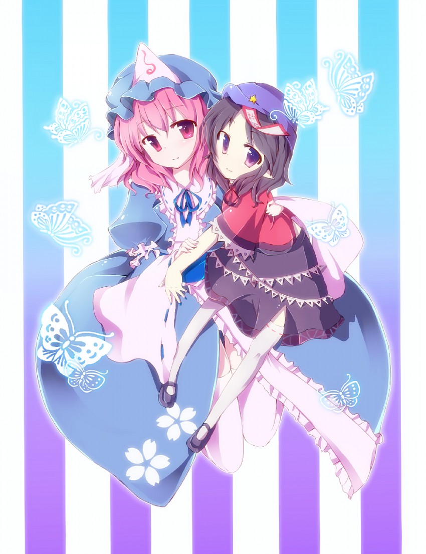 saigyouji yuyuko and miyako yoshika (touhou) drawn by tama_(soon32281)