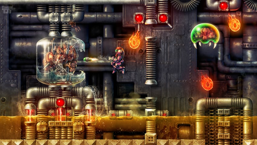 samus aran, metroid, metroid larva, and mother brain (metroid and 1 more) drawn by tj_townsend