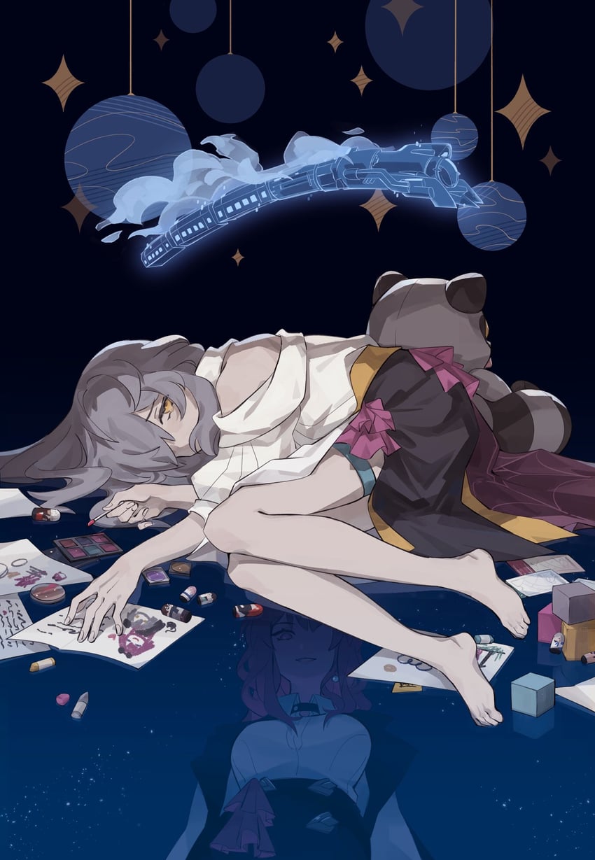 trailblazer, stelle, and kafka (honkai and 1 more) drawn by papa_kektus