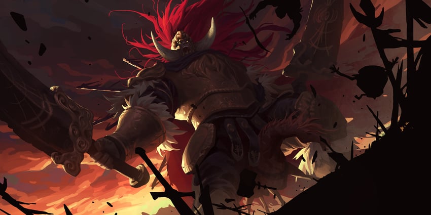 tarnished, starscourge radahn, living jar, and iron fist alexander (elden ring) drawn by huabinwang