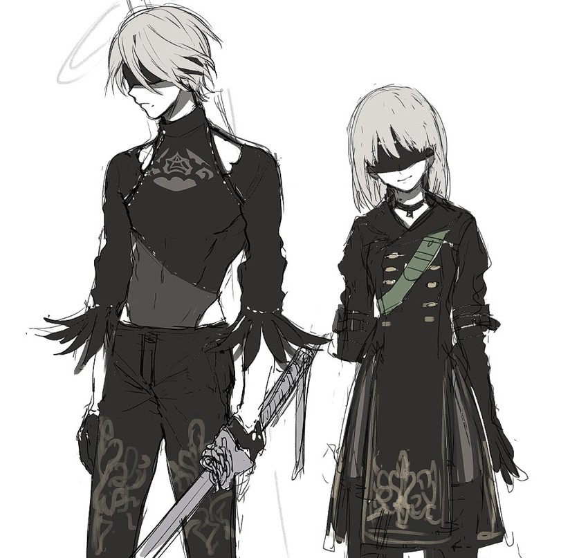 2b and 9s (nier and 1 more) drawn by daenarys