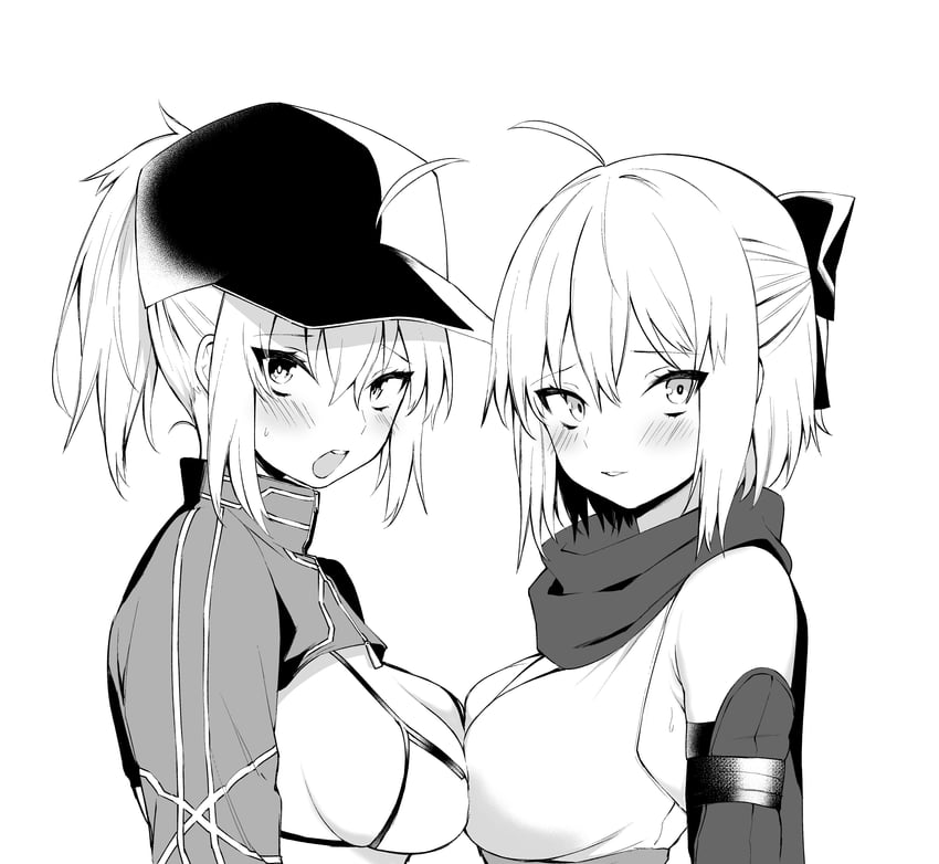 artoria pendragon, okita souji, and mysterious heroine xx (fate and 1 more) drawn by danimaru