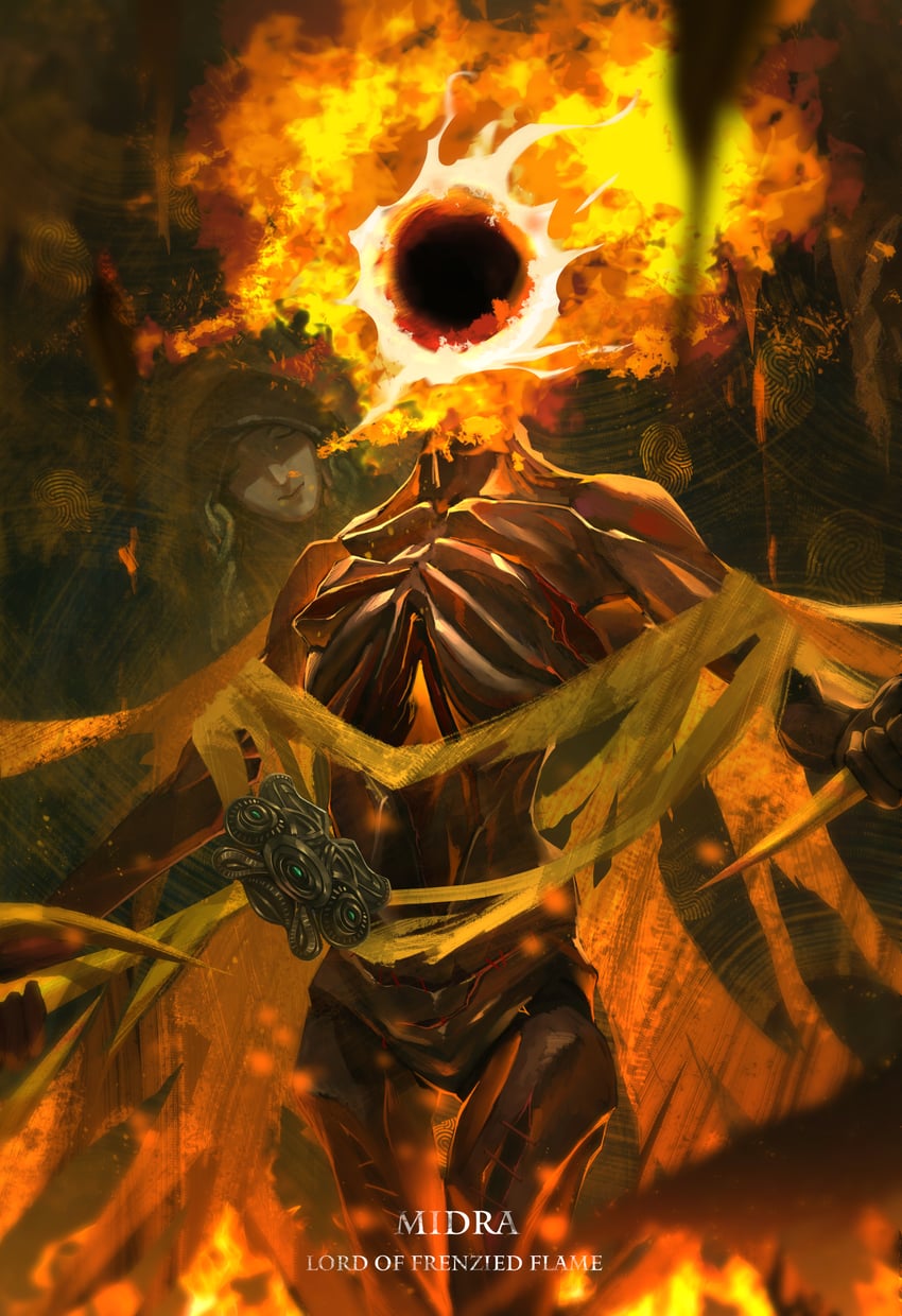 midra lord of frenzied flame and nanaya (elden ring and 1 more) drawn by brayanong999