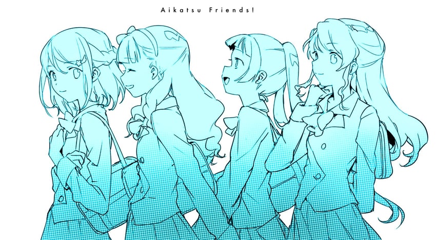 yuki aine, minato mio, hinata ema, and chono maika (aikatsu! and 1 more) drawn by suiso_(owp)
