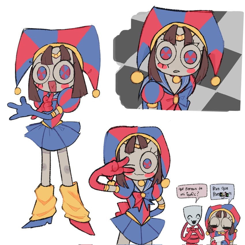 sailor moon, pomni, and gangle (bishoujo senshi sailor moon and 2 more) drawn by ztermidsy