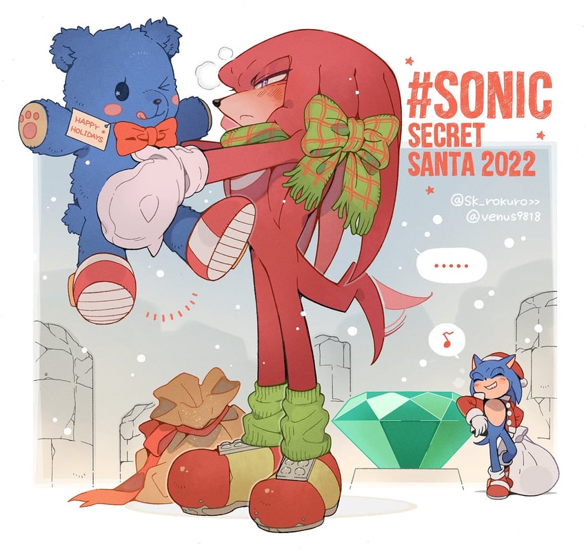 sonic the hedgehog and knuckles the echidna (sonic) drawn by sk_rokuro