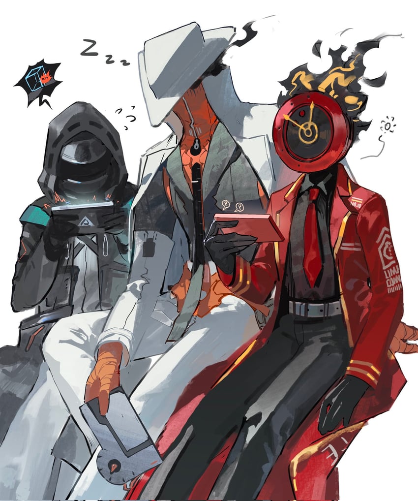 doctor, dante, and group leader (arknights and 3 more) drawn by hoyapaint