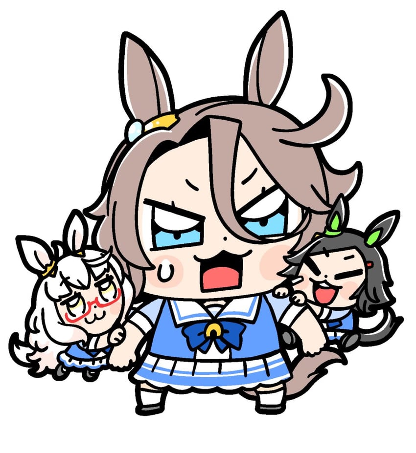 narita taishin, biwa hayahide, and winning ticket (umamusume) drawn by bkub