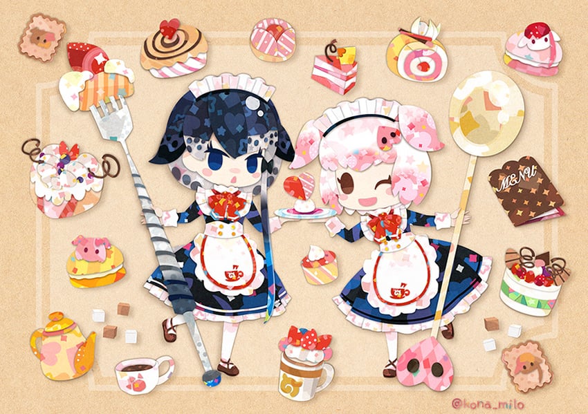 narwhal and pig (kemono friends and 1 more) drawn by kikuchi_milo