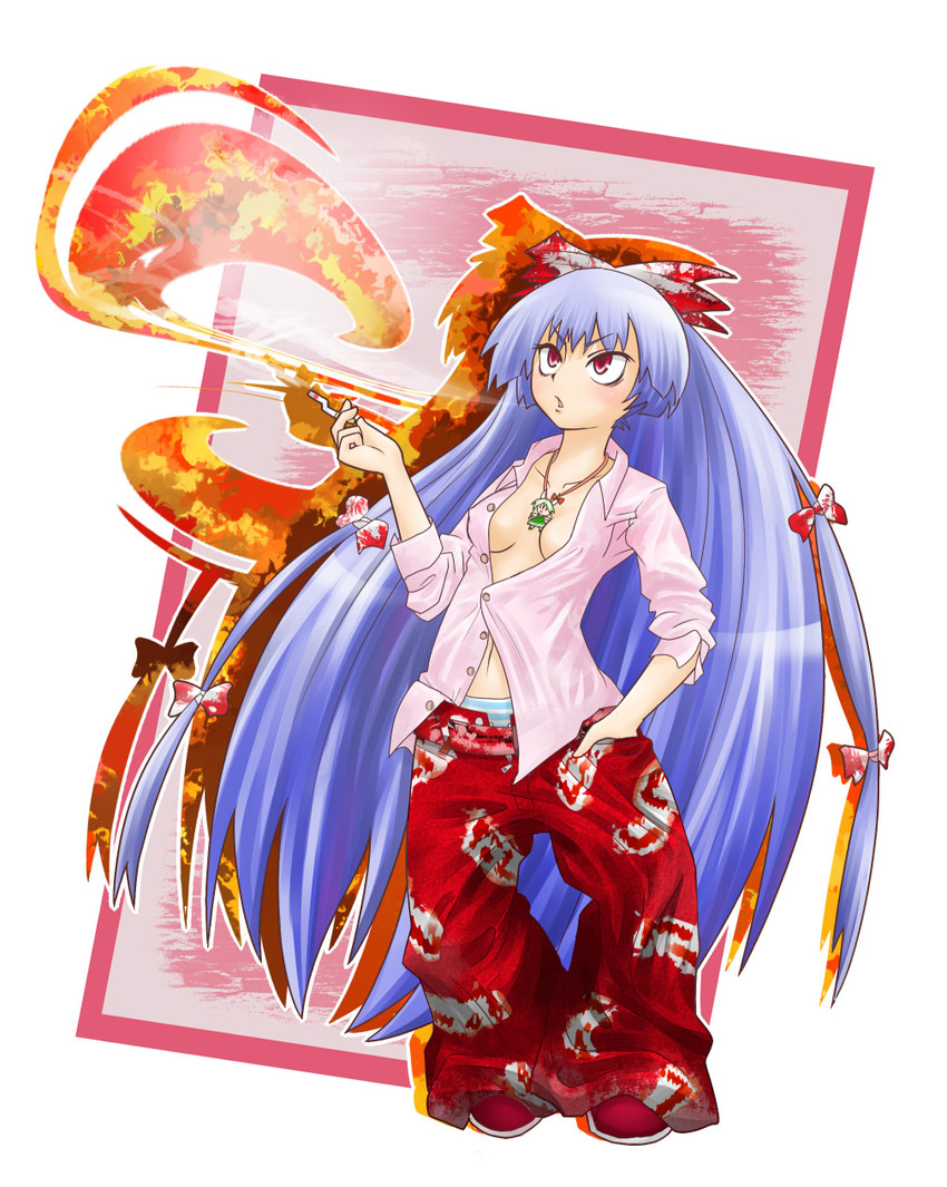 fujiwara no mokou, kamishirasawa keine, and ex-keine (touhou) drawn by ganmen2525