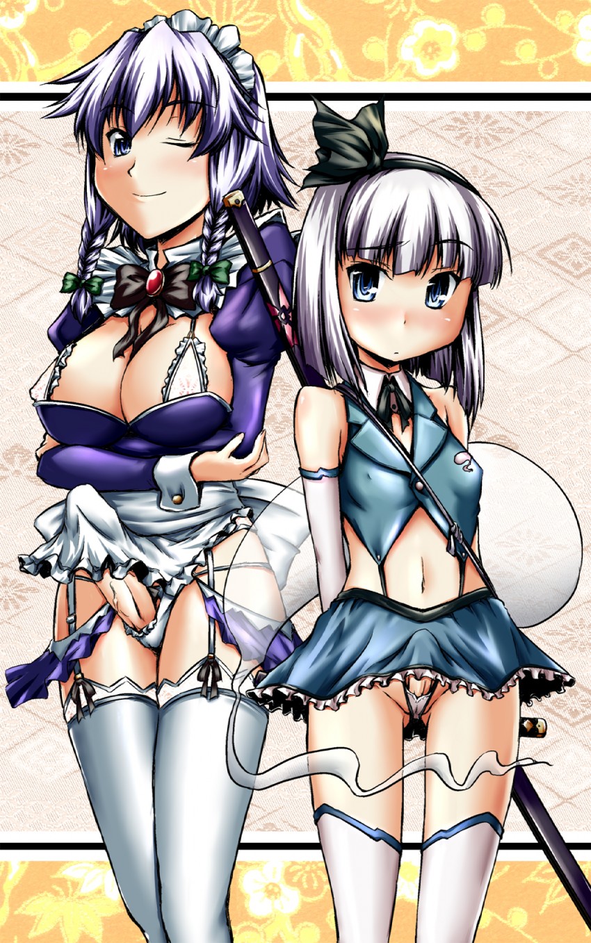 izayoi sakuya and konpaku youmu (touhou) drawn by yuzu_momo