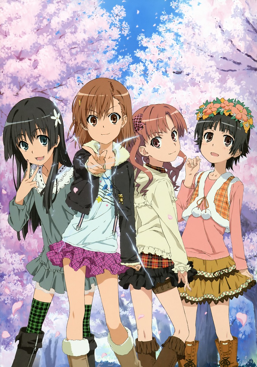 misaka mikoto, shirai kuroko, saten ruiko, and uiharu kazari (toaru majutsu no index and 1 more) drawn by iizuka_haruko