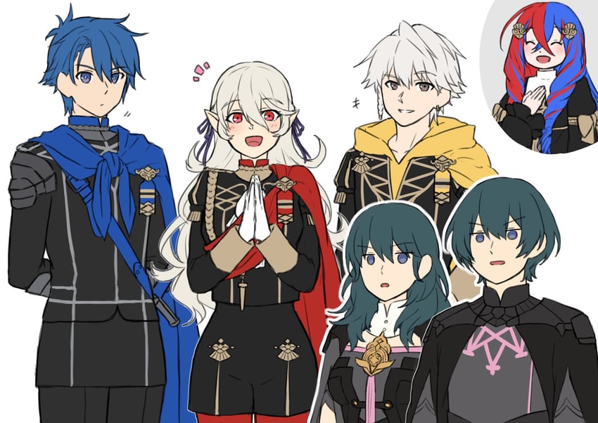 female byleth, edelgard von hresvelg, female corrin, dimitri alexandre blaiddyd, male byleth, and 5 more (fire emblem and 6 more) drawn by zuzu_(ywpd8853)
