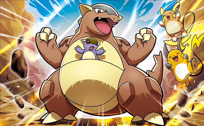 raichu, alolan raichu, and kangaskhan (pokemon and 1 more) drawn by sakuma_sanosuke