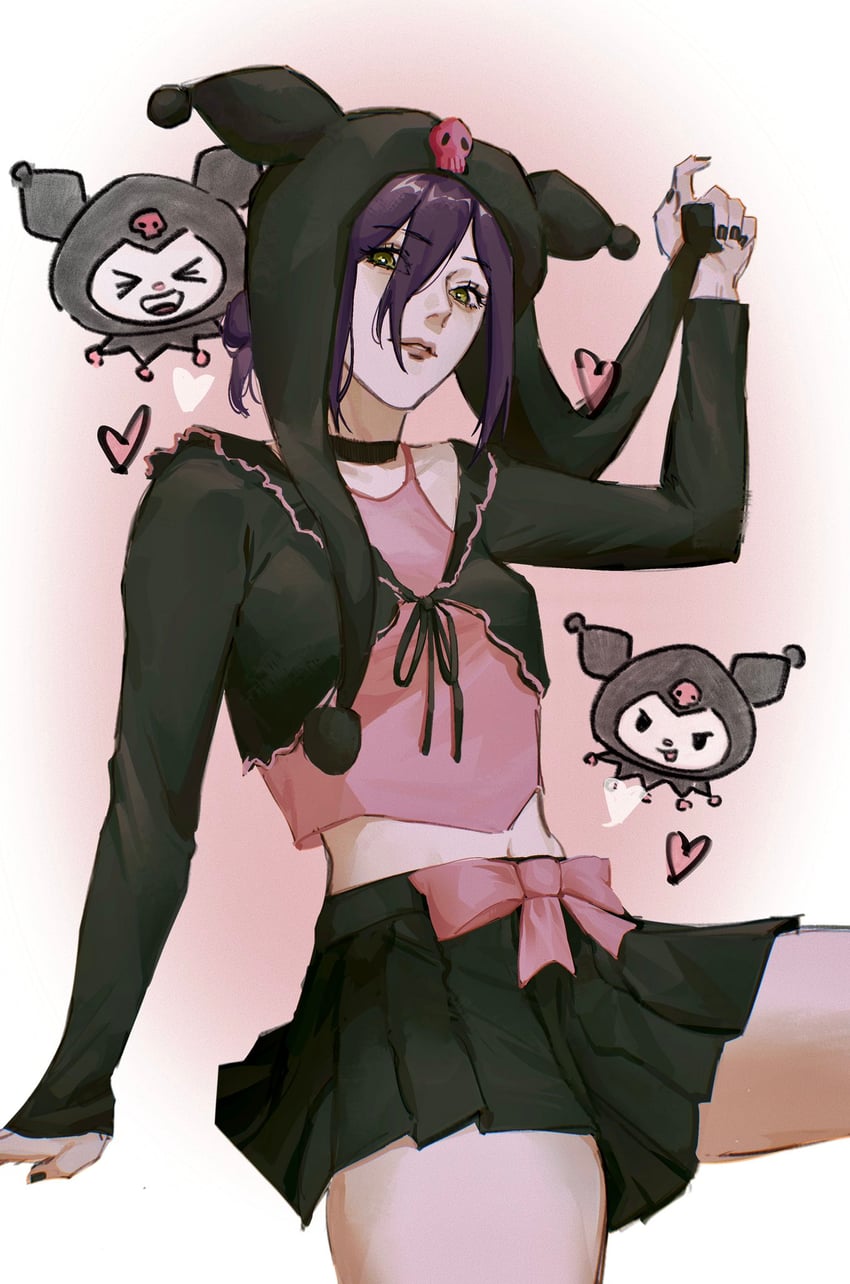reze and kuromi (chainsaw man and 2 more) drawn by sudstance