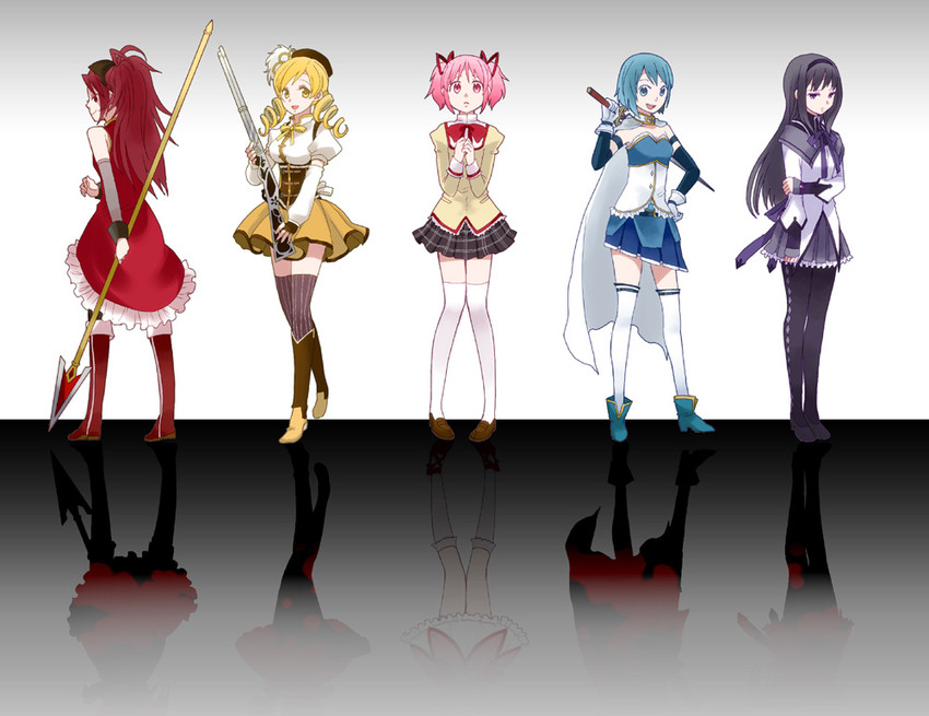 akemi homura, kaname madoka, miki sayaka, sakura kyoko, and tomoe mami (mahou shoujo madoka magica) drawn by fysr