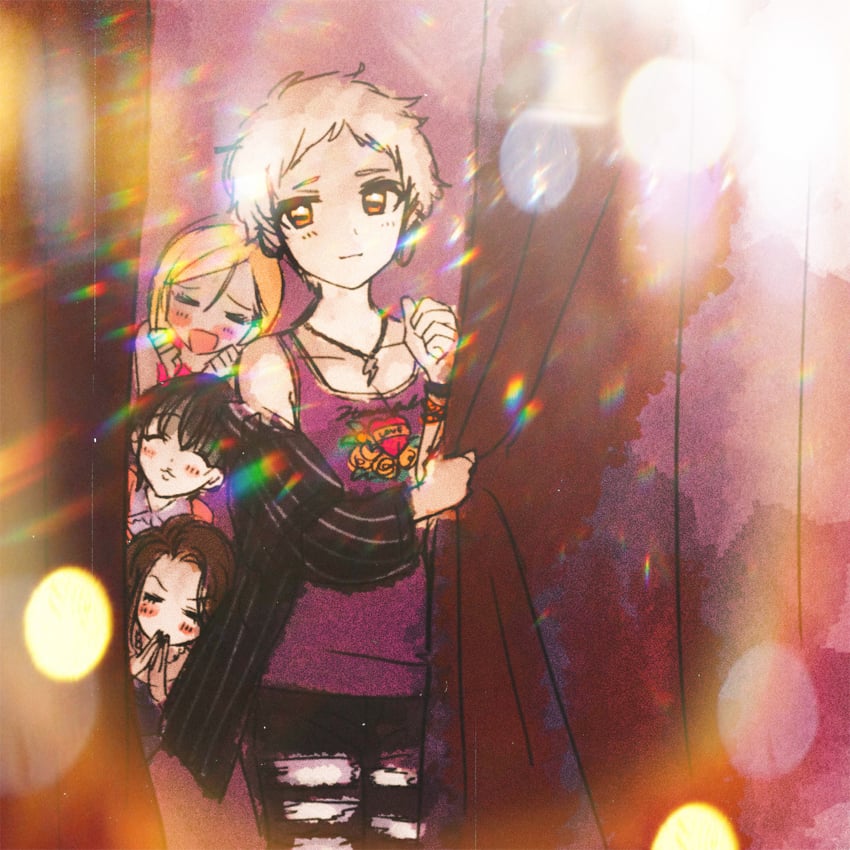 fujimoto rina, senzaki ema, kishibe ayaka, and matsubara saya (idolmaster and 1 more) drawn by 24takokai10