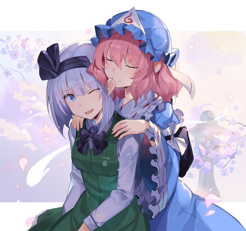 konpaku youmu and saigyouji yuyuko (touhou) drawn by falken_(yutozin)