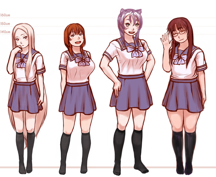 hakusan tora, shiratori shiraha, shirono uzuki, and shirato anna (original) drawn by kamisuki