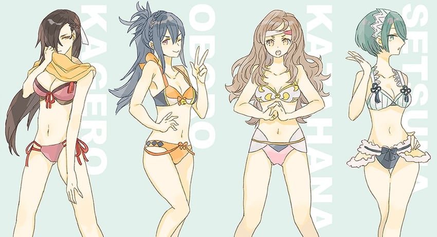 kagero, hana, oboro, and setsuna (fire emblem and 1 more) drawn by shourou_kanna