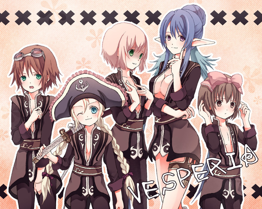 yuri lowell, estellise sidos heurassein, rita mordio, judith, karol capel, and 1 more (tales of and 1 more) drawn by taira_shinki