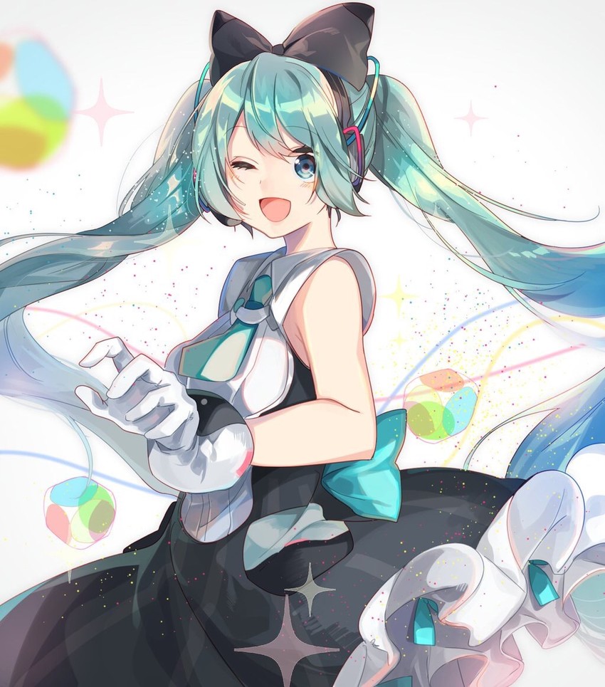 hatsune miku and magical mirai miku (vocaloid and 1 more) drawn by omutatsu