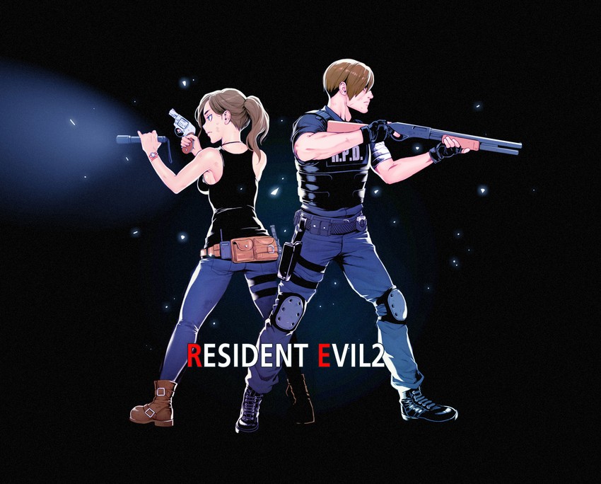 leon s. kennedy and claire redfield (resident evil and 1 more) drawn by psychicjin