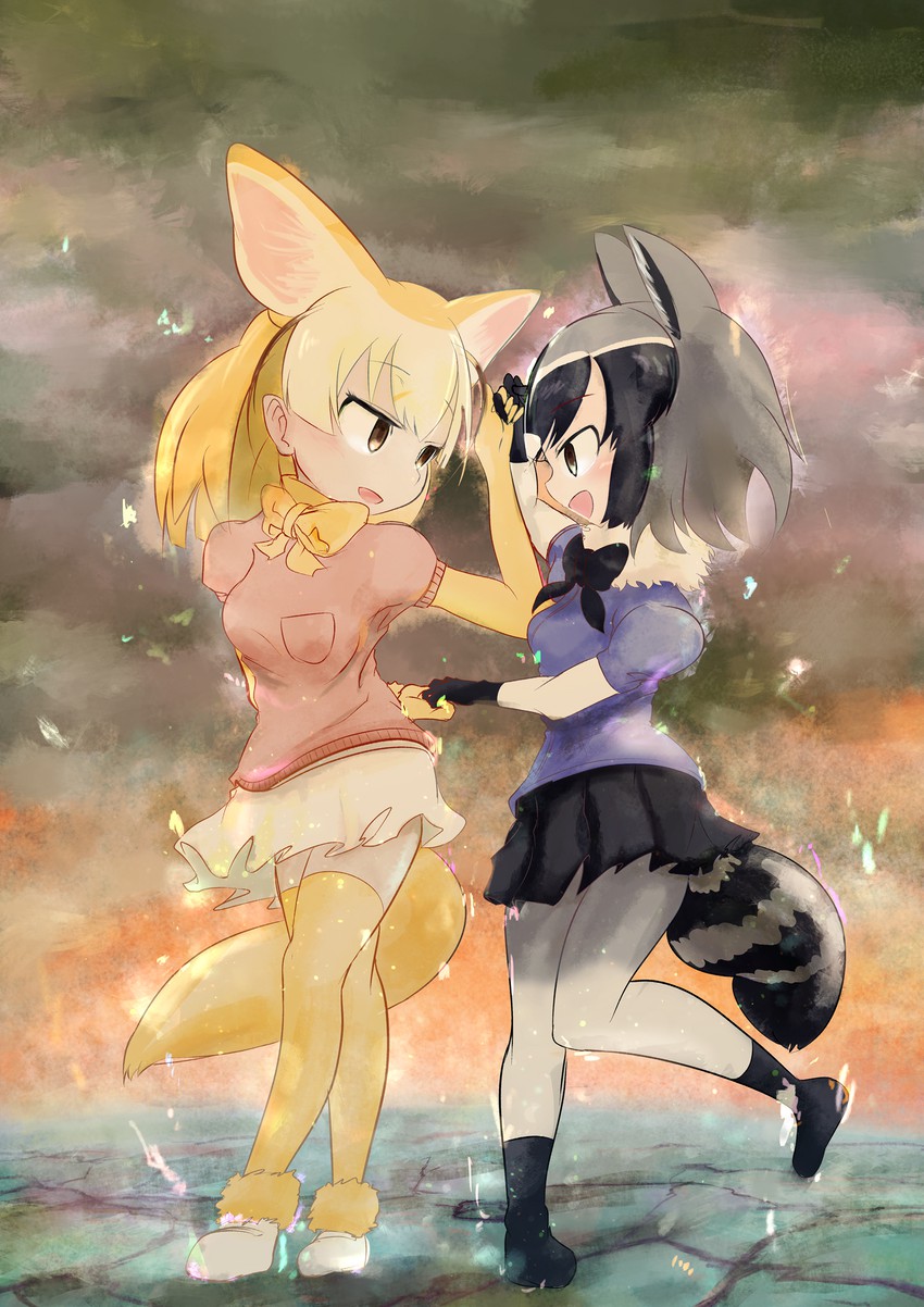 common raccoon and fennec (kemono friends) drawn by fuji_takanasu