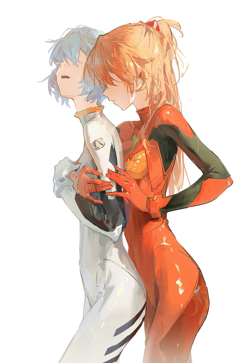 souryuu asuka langley and ayanami rei (neon genesis evangelion) drawn by dino_(dinoartforame)