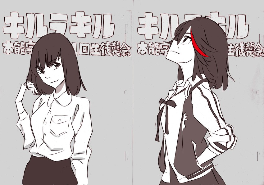 matoi ryuuko and kiryuuin satsuki (kill la kill) drawn by sushio