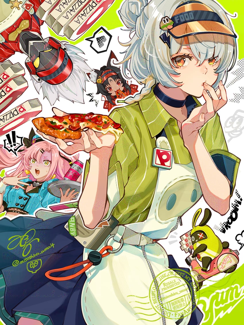 nicole demara, anby demara, amillion, nekomiya mana, and billy kid (zenless zone zero and 1 more) drawn by misoshiru_umai4