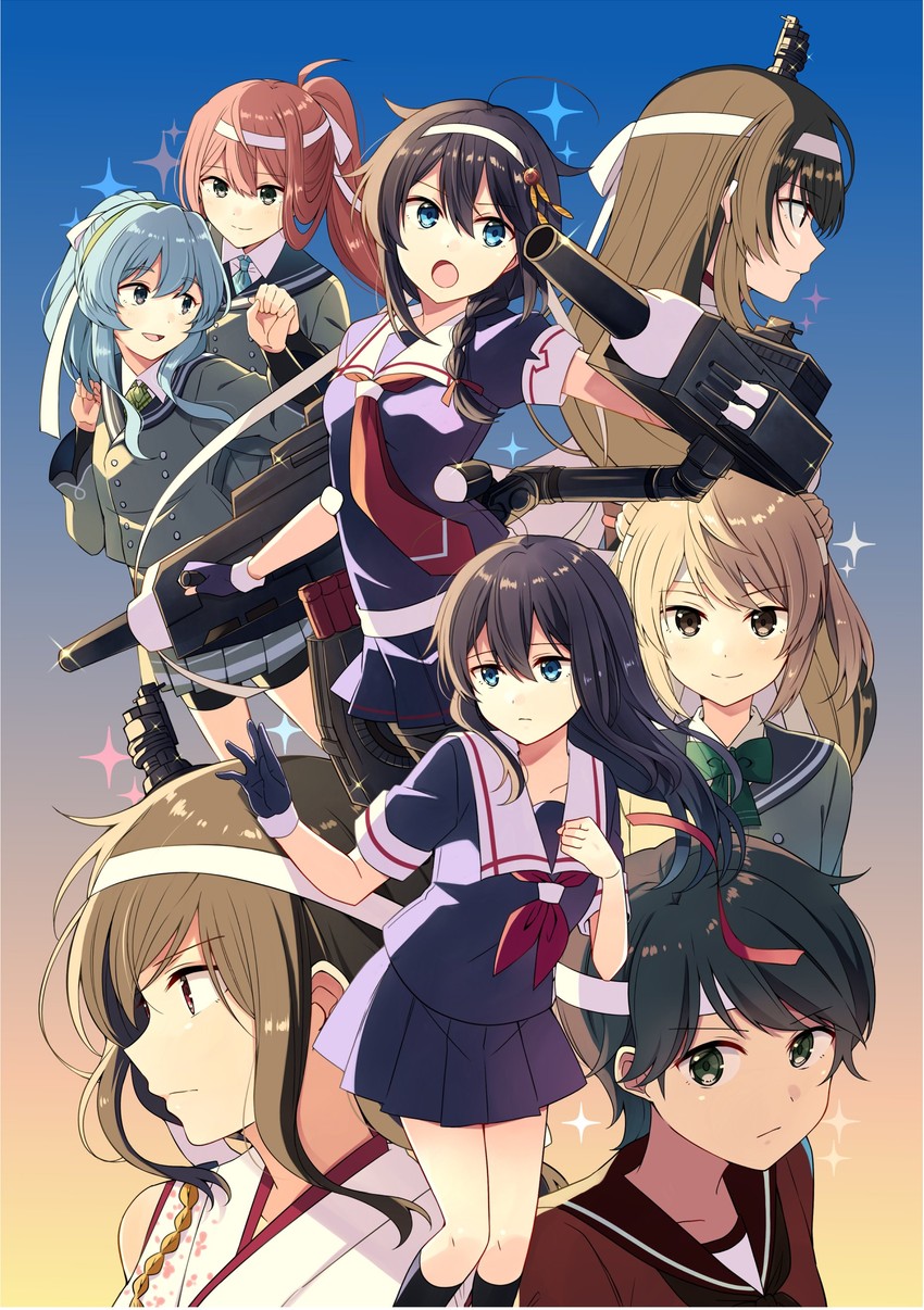shigure, shigure kai ni, yamashiro, fusou, mogami, and 5 more (kantai collection) drawn by yukichi_(eikichi)