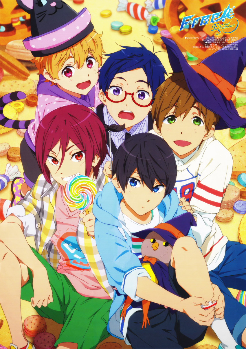 tachibana makoto, nanase haruka, matsuoka rin, hazuki nagisa, ryuugazaki rei, and 1 more (free!) drawn by nishiya_futoshi
