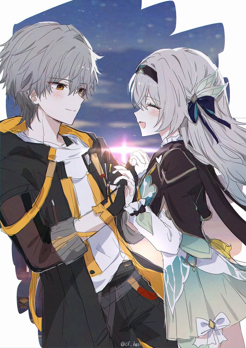 trailblazer, firefly, and caelus (honkai and 1 more) drawn by hsr_shiro