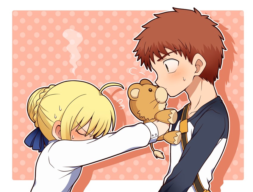 artoria pendragon, saber, and emiya shirou (fate and 1 more) drawn by tsubuta_hiro