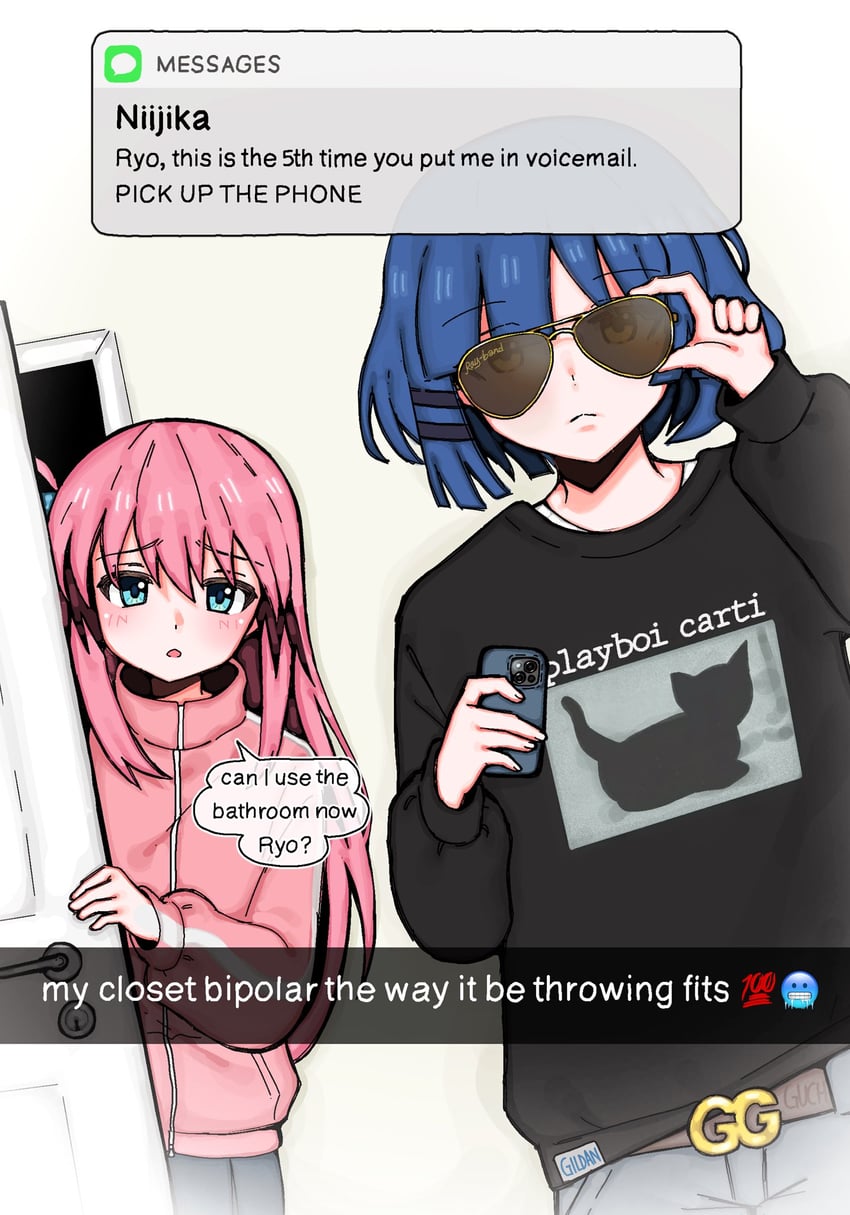 gotoh hitori, ijichi nijika, and yamada ryo (bocchi the rock!) drawn by snale
