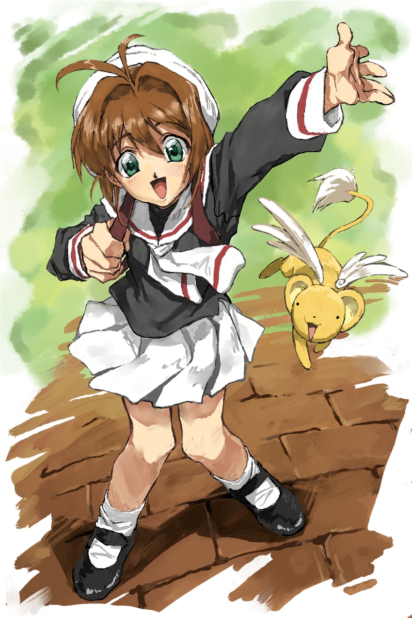kinomoto sakura and kero (cardcaptor sakura) drawn by shino_(2919)